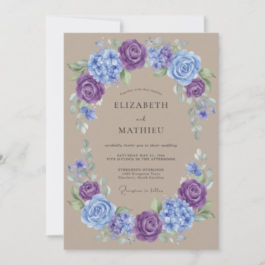 Pflaume Rustikale Landhochzeit Einladung (Vorderseite)