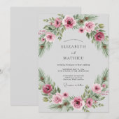 Pflaume Rustikale Winterhochzeit Einladung (Vorne/Hinten)