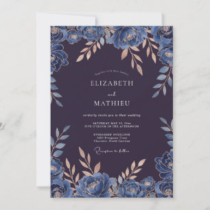 Pflaume Saphir Blatt Hochzeit Einladung