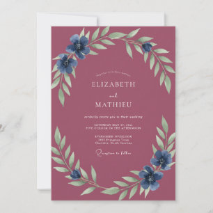 Pflaume Saphir Gemalte Hochzeit Einladung