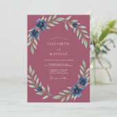 Pflaume Saphir Gemalte Hochzeit Einladung (Stehend Vorderseite)
