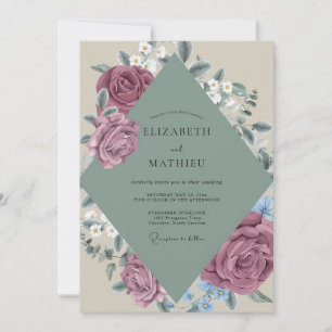 Pflaume Schiefer Laub Staubige Eukalyptus Hochzeit Einladung