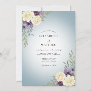 Pflaume Schiefer Ranunculus Salbei Hochzeit Einladung