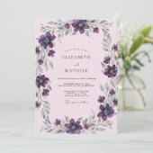 Pflaume Silber Lackierte Hochzeit Einladung (Stehend Vorderseite)