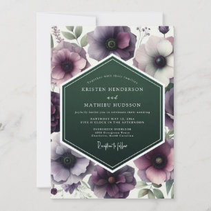 Pflaume Smaragd Anemone Hochzeit Einladung