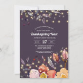 Pflaume | String Lights | Erntedank mit Blumenbezu Einladung (Vorderseite)