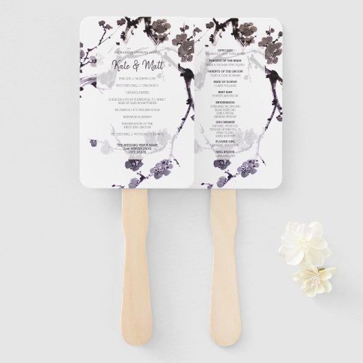 Pflaume sumie fächer (Vorne und Hinten)