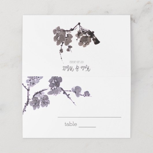 Pflaume sumie platzkarte (Außenseite Aufgefaltet)