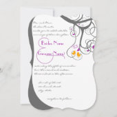 Pflaume Tree Wirbel Love Birds Wedding Einladung (Vorderseite)