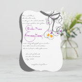 Pflaume Tree Wirbel Love Birds Wedding Einladung (Stehend Vorderseite)