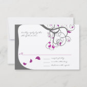 Pflaume Tree Wirbel Love Birds Wedding Einladung (Vorderseite)