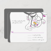 Pflaume Tree Wirbel Love Birds Wedding Einladung (Vorne/Hinten)