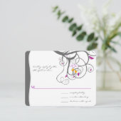 Pflaume Tree Wirbel Love Birds Wedding Einladung (Stehend Vorderseite)