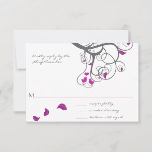 Pflaume Tree Wirbel Love Birds Wedding Einladung