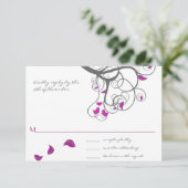 Pflaume Tree Wirbel Love Birds Wedding Einladung (Stehend Vorderseite)