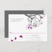 Pflaume Tree Wirbel Love Birds Wedding Einladung (Vorne/Hinten)