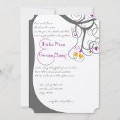 Pflaume Tree Wirbel Love Birds Wedding Einladung (Vorderseite)