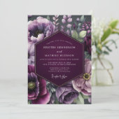 Pflaume Twilight Bloom Hochzeit Einladung (Stehend Vorderseite)