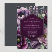 Pflaume Twilight Bloom Hochzeit Einladung (Vorne/Hinten)
