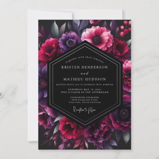 Pflaume Umbral Bloom Hochzeit Einladung (Vorderseite)
