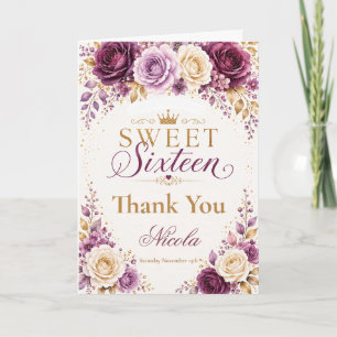 Pflaume und Amethyst Sweet Sixteen Dankeskarte