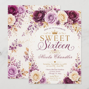 Pflaume und Amethyst Sweet Sixteen Einladung
