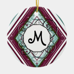 Pflaume und Aquamarin Diamond Modernes Retro mit M Keramik Ornament