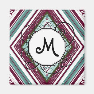 Pflaume und aquamariner Diamant Modern-Retro mit M Magnet