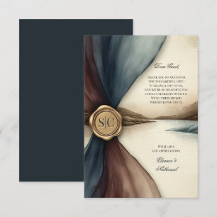 Pflaume und Blau Ombre Siegel Wasserfarbe Hochzeit Dankeskarte