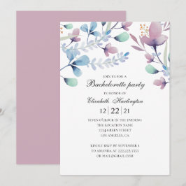 Pflaume und blaue Blumen. Junggeselinnen-Abschied Einladung