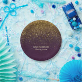 Pflaume und Gold Glitzer Glam Vintage Wedding Pappteller (Party)