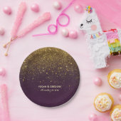 Pflaume und Gold Glitzer Glam Vintage Wedding Pappteller (Party)