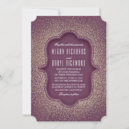 Pflaume und Gold Glitzer Vintage Wedding Einladung