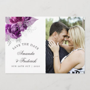 Pflaume und Marinefasserkolben Hochzeit Sichern Si Save The Date