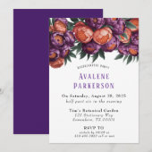 Pflaume und Orange Paint Peony Junggeselinnen-Absc Einladung (Vorne/Hinten)