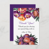 Pflaume und Orange Paint Peony Wedding Dankeskarte (Vorne/Hinten)