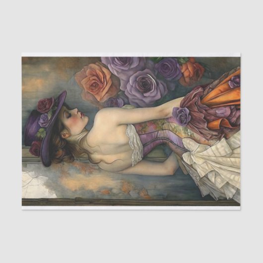 Pflaume und Perl-Rose Seidenpapier (Vorderseite)