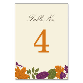 Pflaume und Pumpkin Fall Tischnummer Card