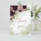 Pflaume und rosa Blume, botanisch Dankeskarte (Stehend Vorderseite)