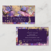 Pflaume und rosa Marmorplatte Tinte & Goldene Foli Visitenkarte (Vorne/Hinten)