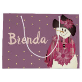 Pflaume und rosa Schneemann Große Geschenktüte (Rückseite)