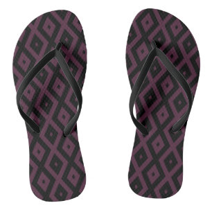 Pflaume und schwarzes Diamantmuster Badesandalen