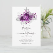 Pflaume und Silberflorentafel Einladung (Stehend Vorderseite)