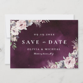 Pflaume und staubige rosa, rustikale boho, blühend save the date