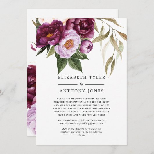 Pflaume und Violette Blumenzwiebelliste Ankündigung (Vorne/Hinten)