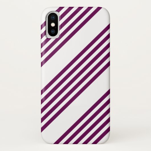 Pflaume und weiße fünf Streifen Case-Mate iPhone Hülle (Rückseite)