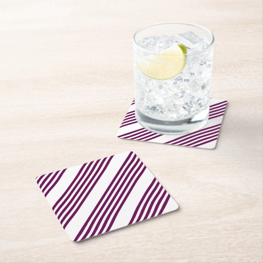 Pflaume und weiße fünf Streifen Rechteckiger Pappuntersetzer (Vor Ort)