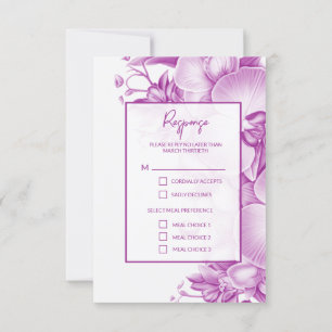 Pflaume und weiße Orchideen Hochzeitungs-RSVP-Reak RSVP Karte
