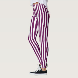 Pflaume und weiße Streifen Leggings