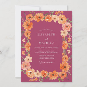 Pflaume Üppige Florale Romanze Hochzeit Einladung